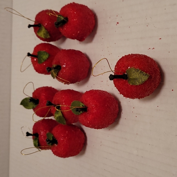 Set of 10 Vintagev Styrofoam and Glitter Apple Ornaments - Picture 14 of 14